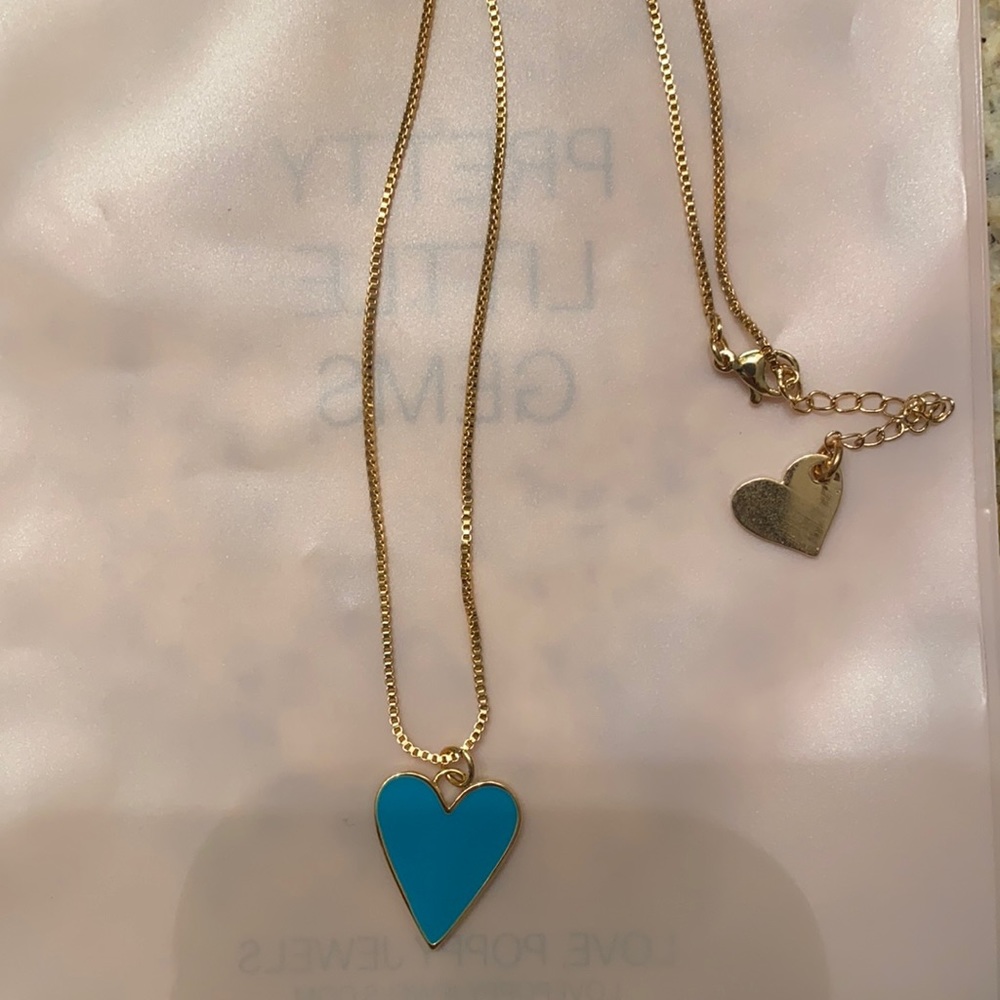 Love Poppy blue enamel heart necklace